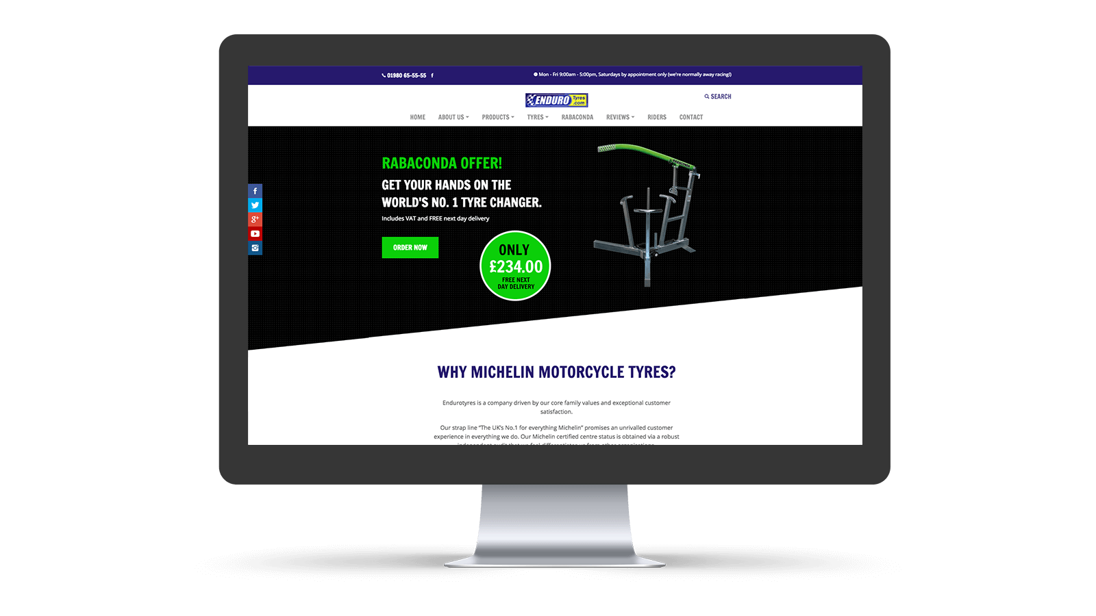 Enduro Tyres home page design
