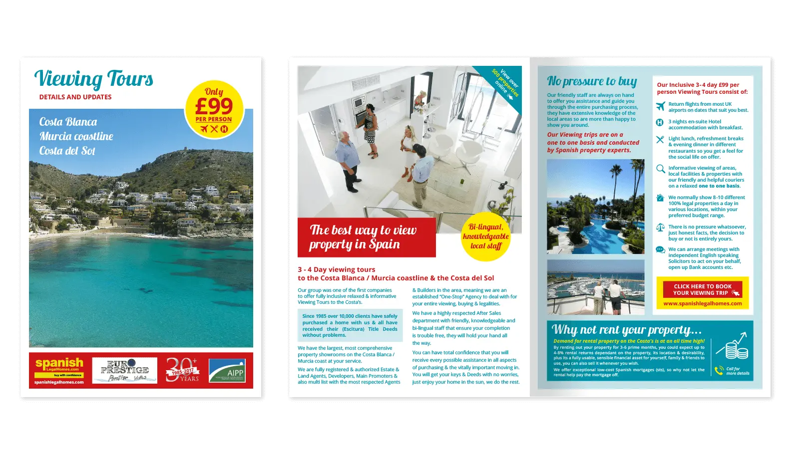 Spanish Legal Homes Viewing Trips brochure design