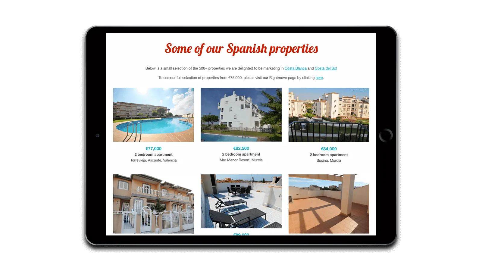 Spanish Legal Homes properties page