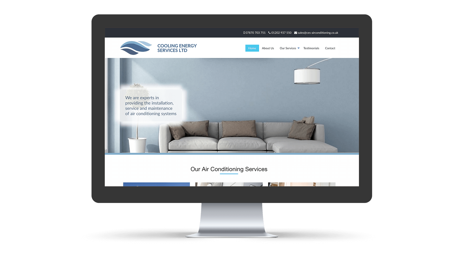 Cooling Energy Services home page design