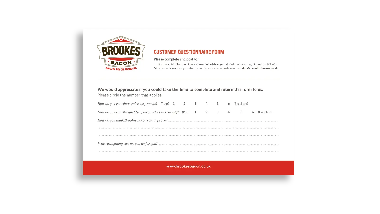 Brookes Bacon questionnaire design