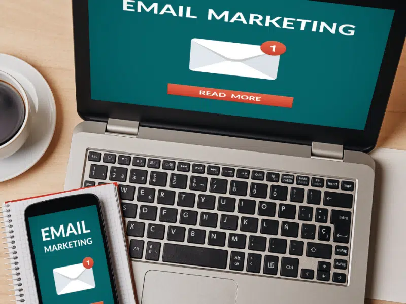 Email marketing on a laptop and mobile